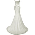 thumbnail image 2 of SOLOVEDRESS Women's Beaded Pleat Lace Wedding Dress Mermaid Bridal Gown with Sash（Ivory,4), 2 of 5
