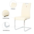thumbnail image 6 of 2 Pieces Dinner Chairs, Faux Leather Dinning Chairs with High Backrest and Upholstered Cushion Seat, Modern Dining Table Chairs with C-shaped Metal Legs, Beige+Silver, 6 of 9