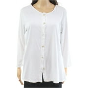 HC LA Womens Solid Cardigan Blouse, White, Petite, PS