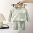 thumbnail image 2 of Gerichy Baby Boys Girls Plaid Set Round Neck Long Sleeve Cotton Tops Shirts Set Winter Home Elastic Waist Pants Comfy Lightweight 9M-12T, 2 of 7