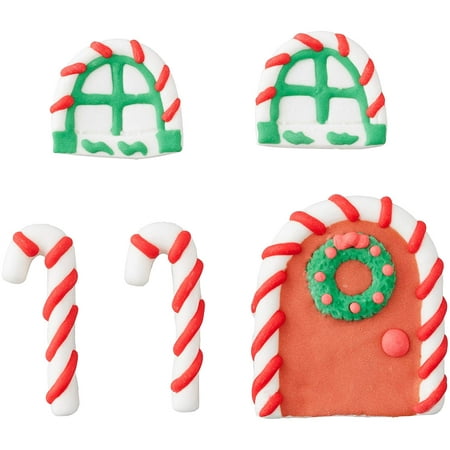 710-5813 Door and Window Gingerbread House Decorating Candy, Royal Icing Decorations 5/Pkg-Gingerbread Door & Windows By