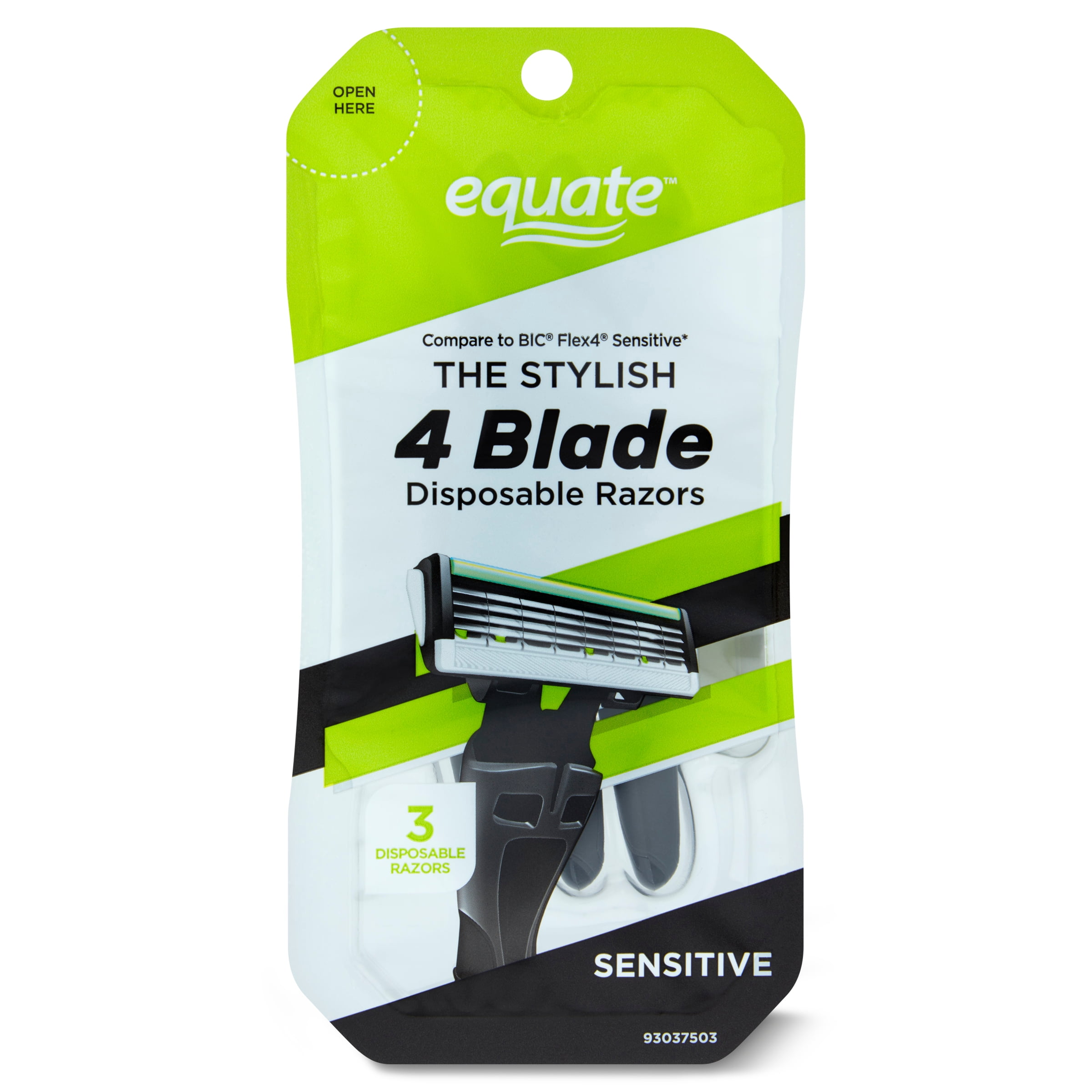 Equate The Stylish 4 Blade Disposable Razors for Men, 3 count