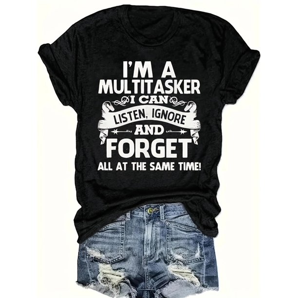 Camiseta de cuello redondo con estampado de letras, informal, de manga corta para primavera y verano, ideal para adultos, hombres, mujeres, adolescentes, jóvenes y deportes.