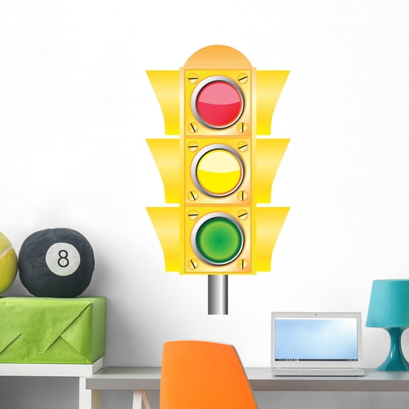 Vector Traffic Light Green Wall Decal by Wallmonkeys Peel and Stick Graphic (36 in H x 19 in W) WM101668