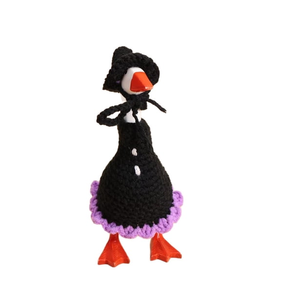 7 Inch Mini Desk Goose Outfits Romantic Witch Dress and Hat Desk Goose outfits for Duck Statue Decor (Black Witch)