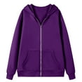 thumbnail image 3 of Dwellite Women's Zip Up Hoodies Oversized Fleece Long Sleeve Sweatshirts Casual Fall Jacket Coat with Pockets Dark Purple S, 3 of 5
