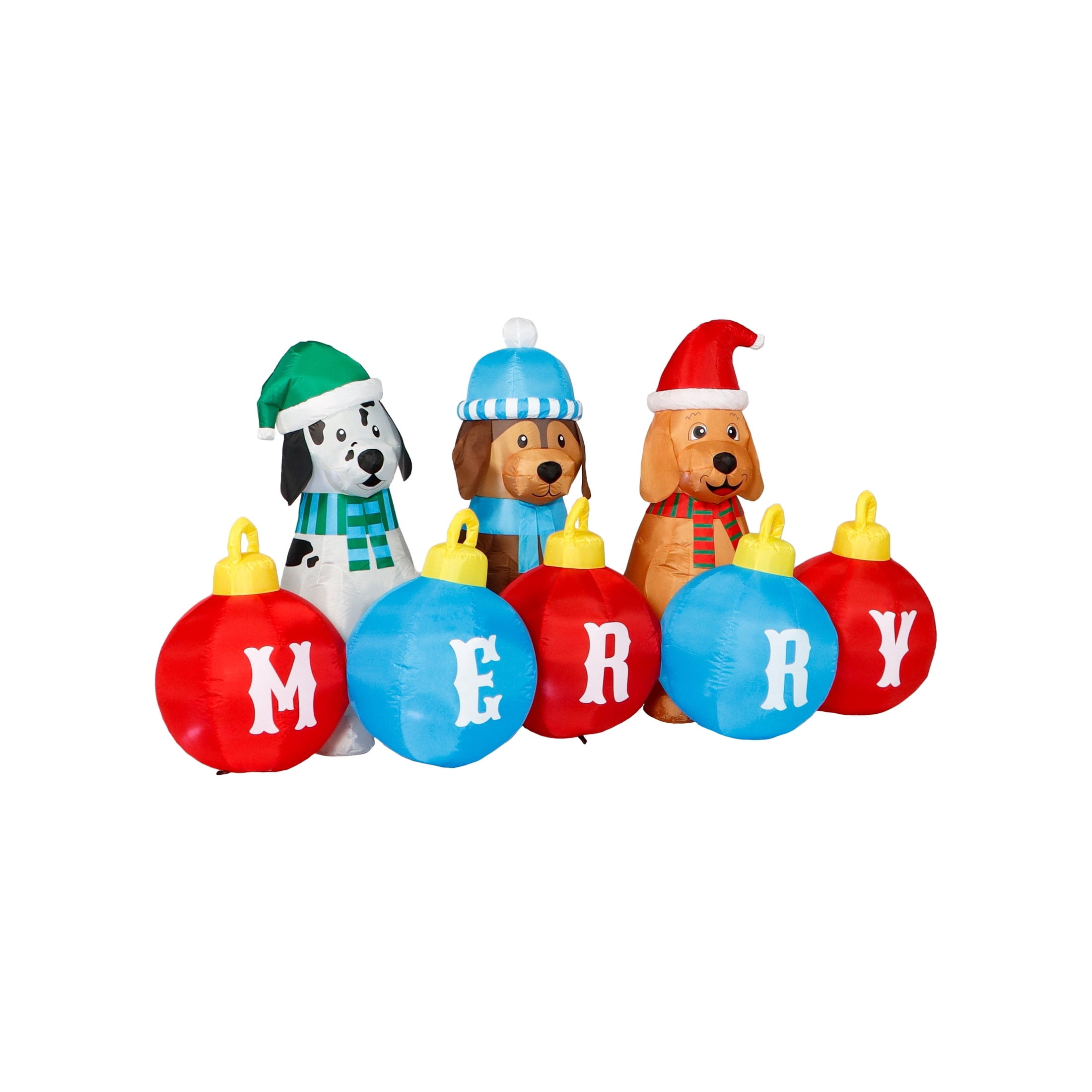 Multicolor Merry Dogs Christmas Airblown Yard Inflatable, 8', by Holiday Time