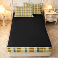 thumbnail image 4 of Manfei Vintage Grid Zipper Twin Comforter Sets with Fitted Sheet and 2 Pillowcases,Modern Check Zipper Bedding Set,Yellow,Black Reversible,4pcs, 4 of 8