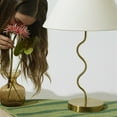 thumbnail image 2 of Brightech Squiggle 22" LED Table Lamp with Twisting Base and Ivory Empire Shade - Brass, 2 of 11
