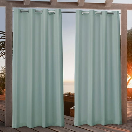 Nicole Miller Canvas Indoor/Outdoor Grommet Top Curtain Panel Pair, 54"x84", Spa