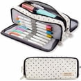 thumbnail image 2 of Meiiso Pencil Case Polkadots Pattern for Girls, Large White 3 Zippered Canvas Pencil Box Multifunctional Partitioned and Cosmetic Storage for High School, College, Teachers, Office and Travel, 2 of 10