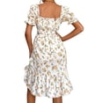 thumbnail image 2 of VISgogo Vestido floral para mujer, manga corta, cintura alta, fiesta de verano, casual, calle, adelgazante, midi VISgogo moda, 2 of 3