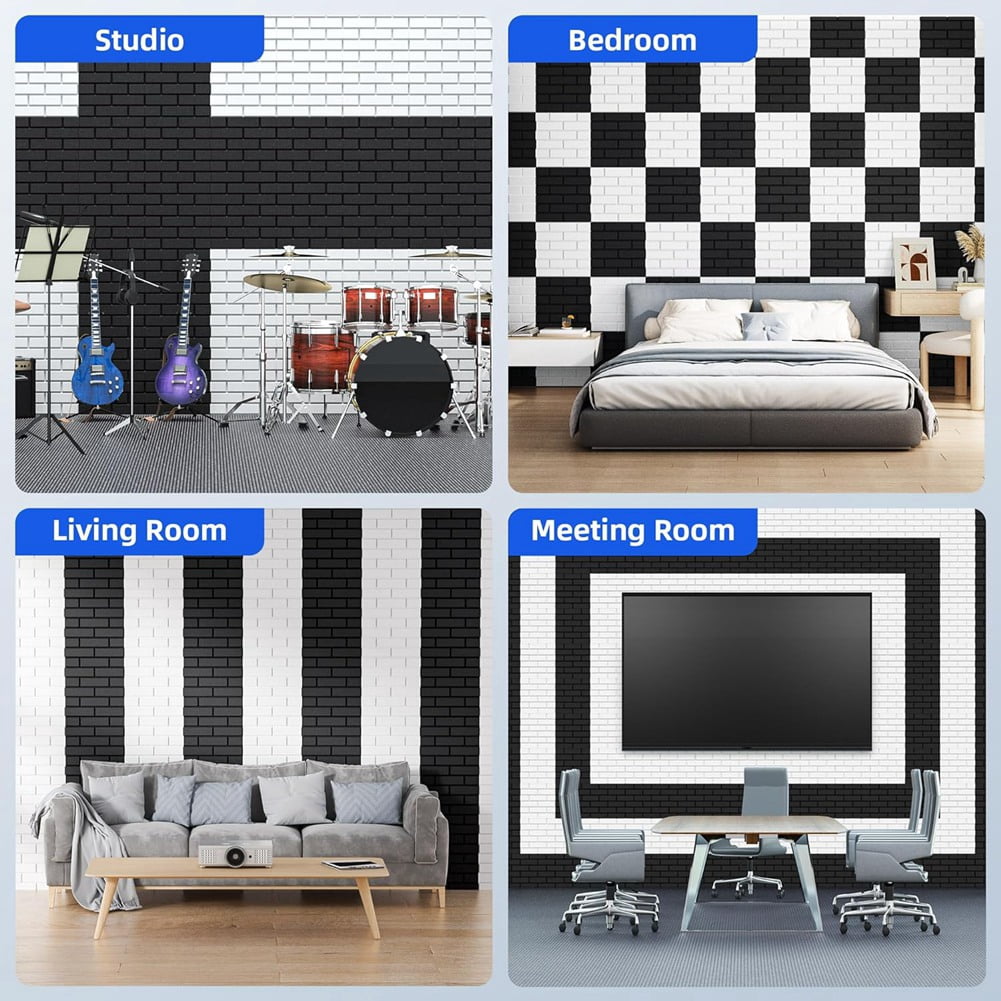 12 Pack Acoustic Panels with Self Adhesive, 12 X 12 X 0.4inch Soundproof Wall Panels for Home Studio Office Decor White