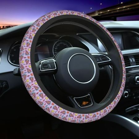 Elastic Steering Wheel Cover Cute Pizza Lightning Starry Sky Stretch Thickening Car Steering Wheel Cover Women Men Steering Wheel Protector Universal 15 in