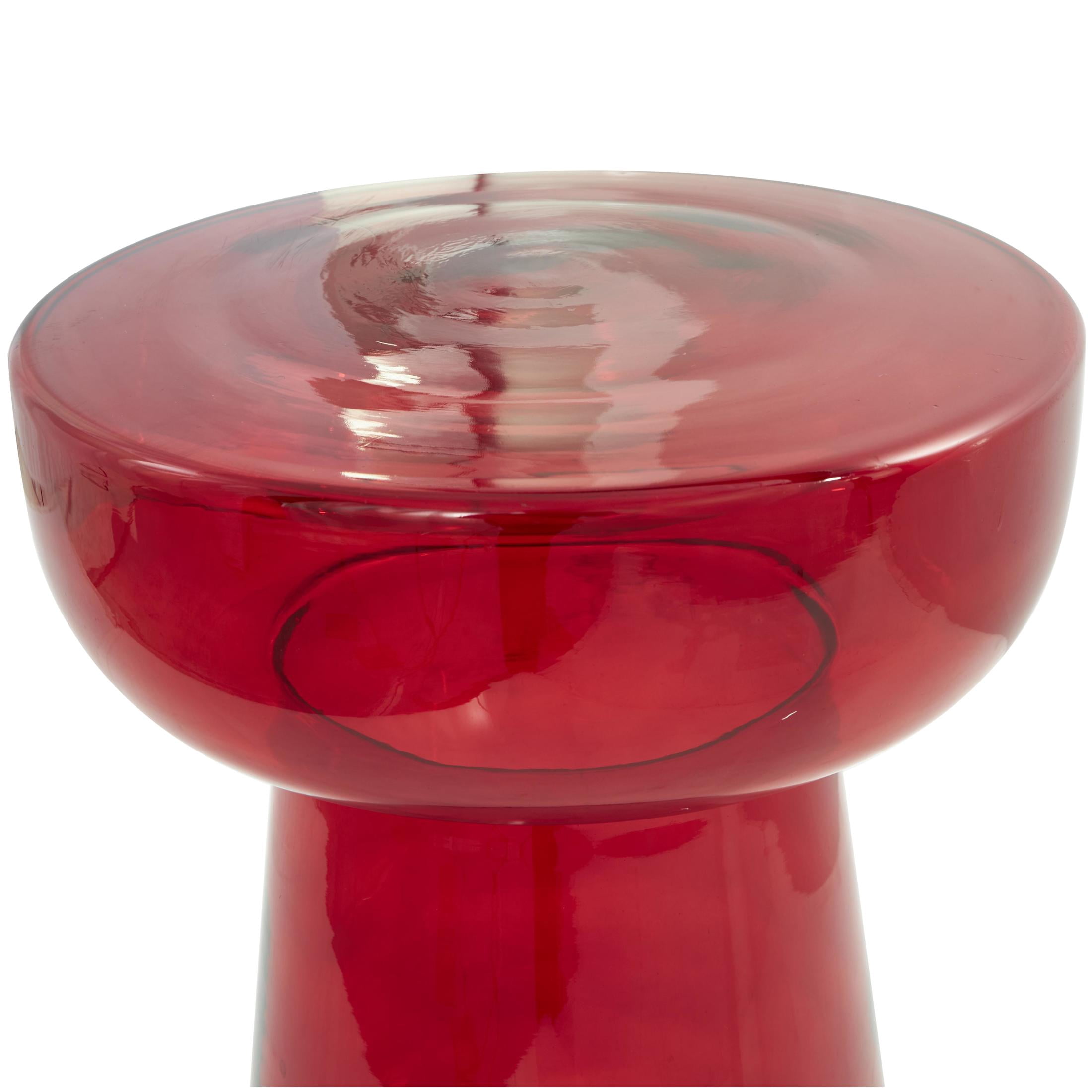 DecMode 14" x 20" Red Glass Modern Accent Table, 1-Piece