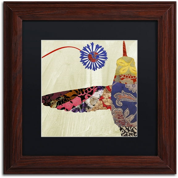 Trademark Fine Art "Hummingbird Brocade I" Canvas Art by Color Bakery Black Matte, Wood Frame