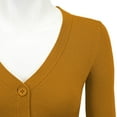 thumbnail image 2 of YEMAK Women's Cropped Bolero 3/4 Sleeve Button Down Cardigan Sweater CO129-BRZ-M, 2 of 11