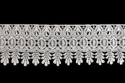 Lily 4" Ivory and White Pick Venise Vintage Victorian Floral Lace Trim By Yard