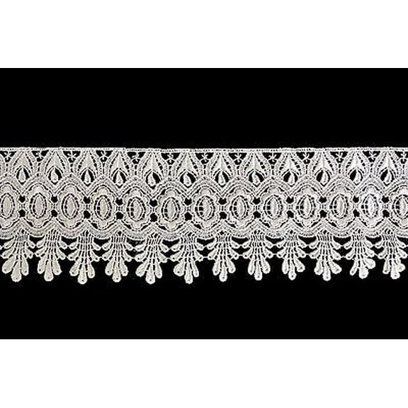 Lily 4" Ivory and White Pick Venise Vintage Victorian Floral Lace Trim By Yard