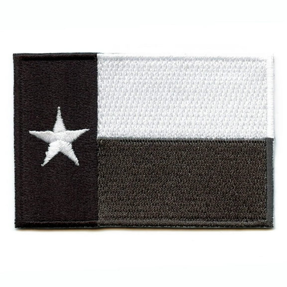 Texas State Flag Black And White Grayscale Embroidered Iron On Patch