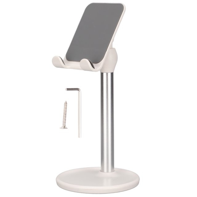 Soporte para teléfono Aleación de aluminio Ajuste 45 grados Diseño fácil de usar Soporte para teléfono celularBlanco