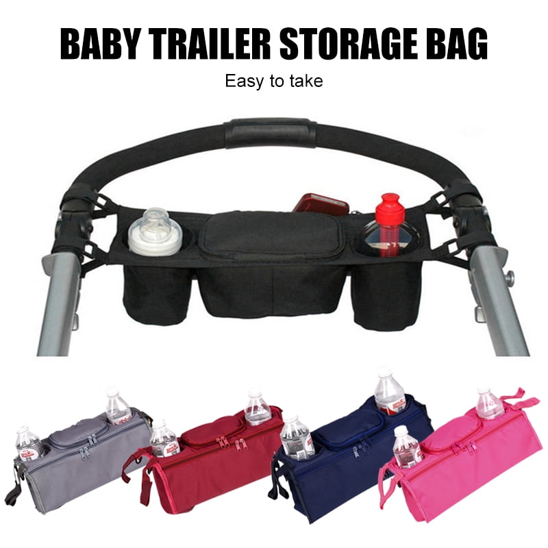 Baby Stroller Organizer Pushchair Safe Console Tray Cup Holder Hanging Bag 