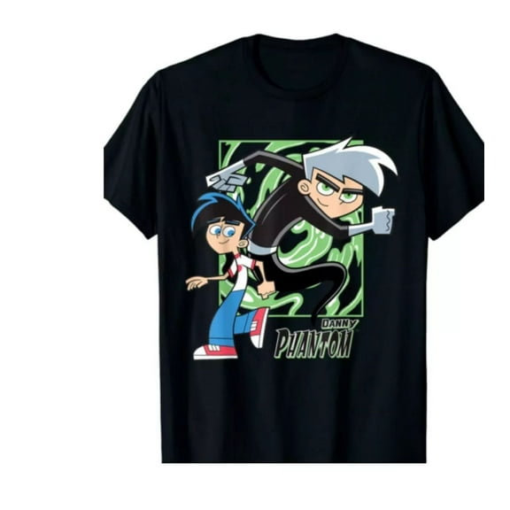 RARE Danny Phantom Cartoon T-shirt Black Cotton Tee All Sizes S to 5XL