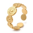 thumbnail image 3 of 10 pc 304 Stainless Steel Open Cuff Ring Flat Round with Sun Real 14K Gold Plated US Size 7 1/4(17.5mm), 3 of 3