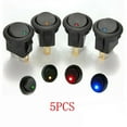 DAMIFU LED Round Switch LED Light OnOff Round Rocker Toggle Switch 5pcs DC 12V green