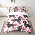 thumbnail image 2 of Manfei Cute Dachshund Bedding Comforter Set 7-Piece,Pet Animal King Bedding Sets,Pink Hearts Print Bed Sheets For Girls Boys,Breathable Home Decor,Reversible, 2 of 8