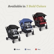Foundations Gaggle Odyssey 4-Seat Quad Stroller, Reclining Bench Seats with Canopy, Red/Black