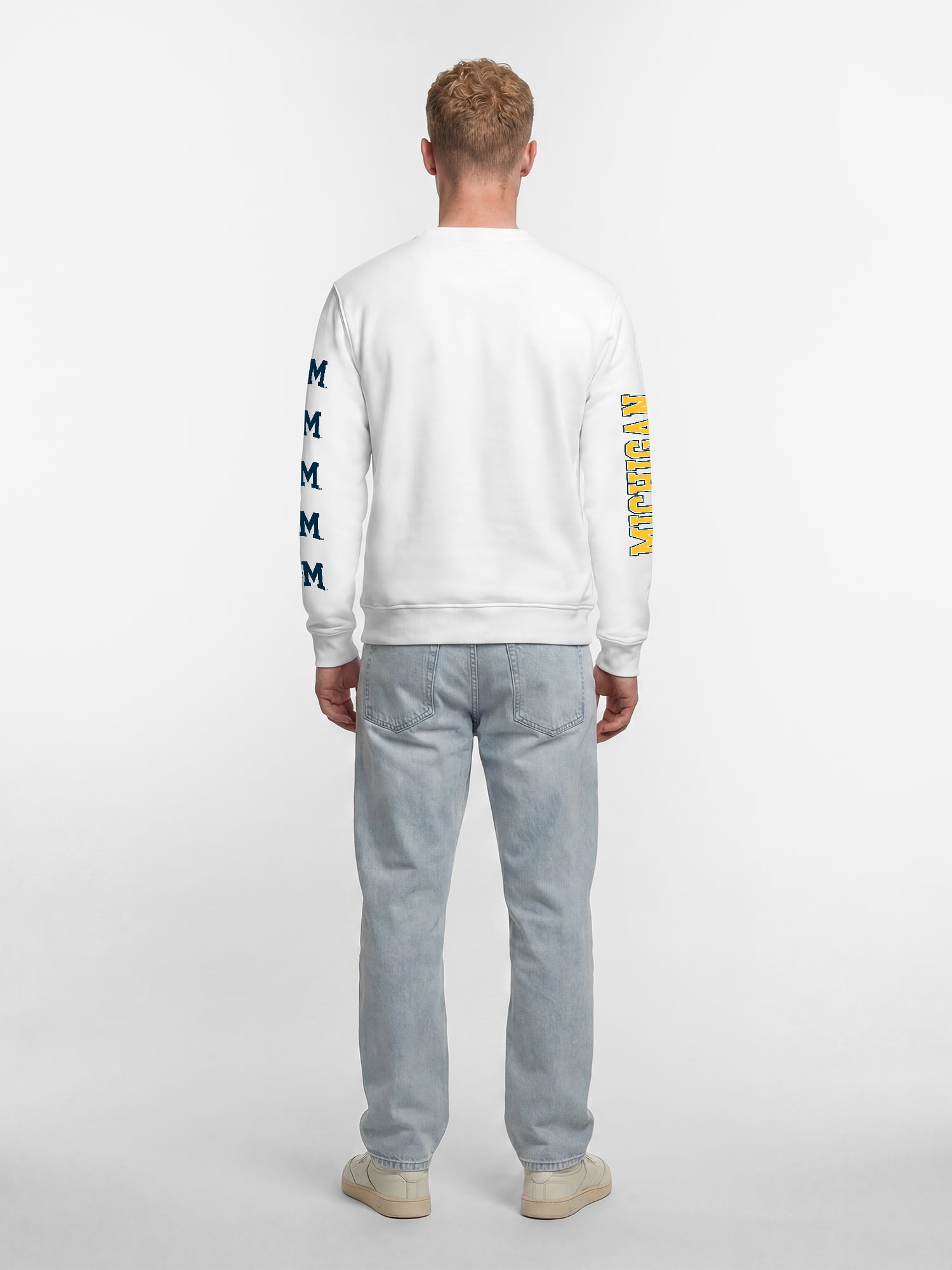 Michigan Wolverines Reebok Mens White Crew Sweatshirt