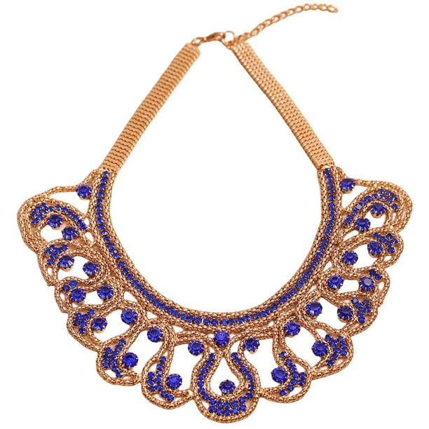 Minnieouse Collar con babero para mujer, collares cortos brillantes, gargantilla elegante y hermosa para chicas, decoración colgante, accesorio de moda Ropa, zapatos y accesorios Miscelánea Azul Minnieouse AP015064-03