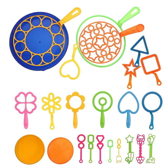 SHISUYAN Durable Plastic Bubble Wand for Kids with Tray Great for Playing Assorted Color 26pcs