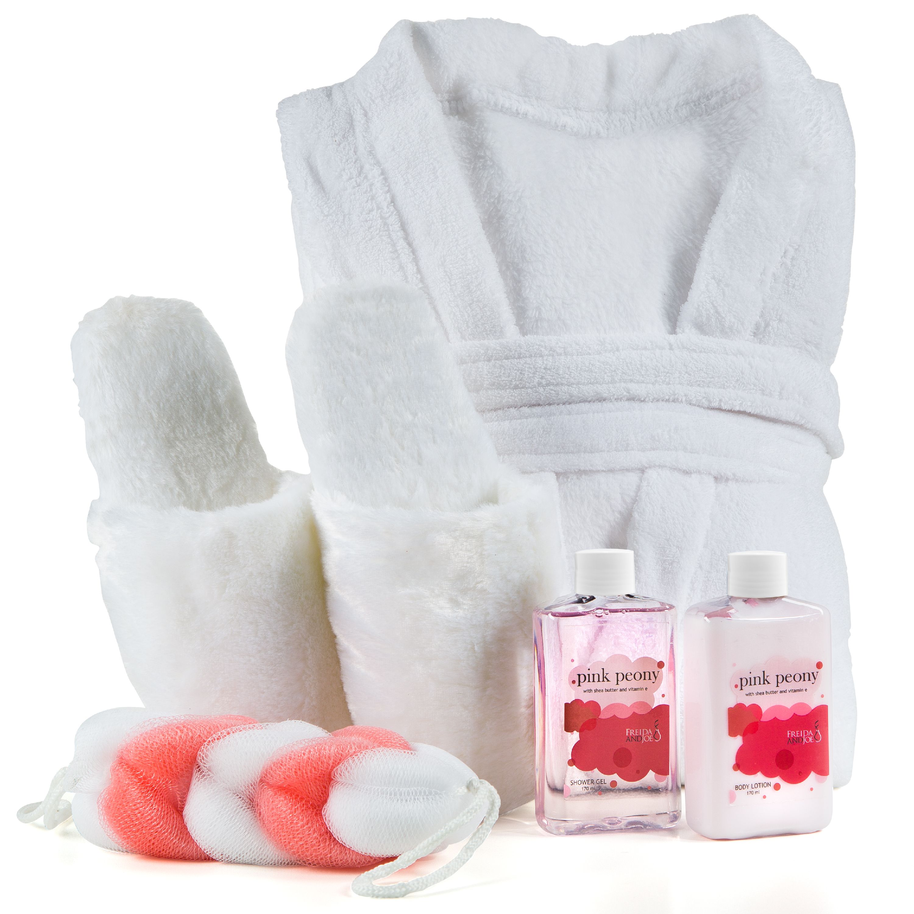 Freida & Joe Gift for Her Pink Peony Scent Home Spa Gift Basket with Luxury Bathrobe & Slipper for Women - image 3 of 5