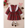 thumbnail image 3 of 9 Months Infant Baby Girls Clothes Baby Girls Dress 9-12 Months Girls Long Sleeve Plaid Dress Red, 3 of 8
