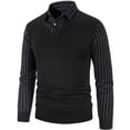 thumbnail image 2 of Men's V Neck Knit Sweater Vest Long Sleeve Layered Look Casual Office Pullover, 2 of 9