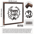 thumbnail image 3 of 2D Flat 1pc Happy Easter Wooden Framed Sign - Rustic Farmhouse Wall Decor with Bunny Egg Cutouts, Wood Frame, 8x8 Inch Spring Tabletop or Hanging Decoration for Kitchen, Living Room, Easter Bask, 3 of 9
