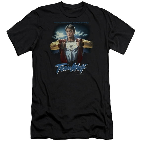 Teen Wolf Poster Premium Adult Slim Fit 30/1 T-Shirt Black