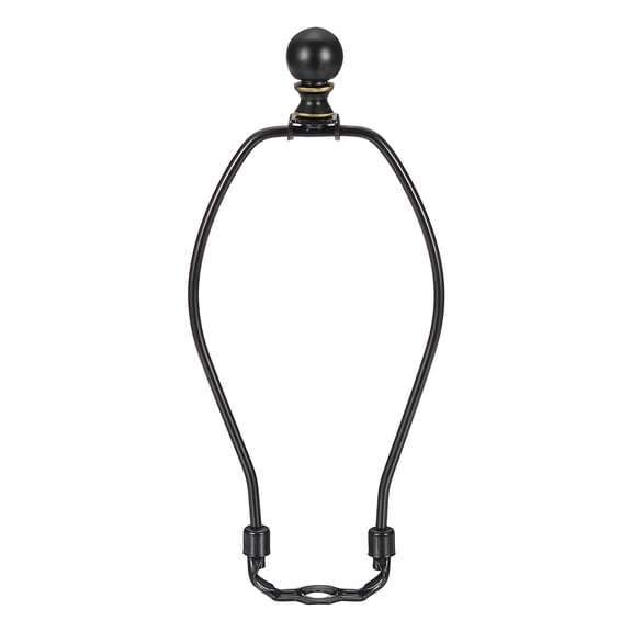 Uxcell 1 Set 8" Lamp Shade Harp Holder, Heavy Duty Detachable Lampshade Brackets with 1.46" Height Solid Metal Finial Shade Holder for Table and Floor Lamps, Black