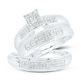 thumbnail image 3 of 10K White Gold His Hers Round Diamond Cluster Matching Wedding Set 1/3 Cttw, Womens Size: 5-10, Mens Size: 7-13, 3 of 3