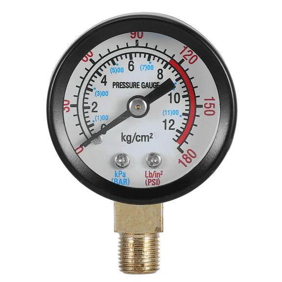 OUNONA Portable Air Pressure Gauge for Air Compressors 0-12KG High Accuracy with Case, Back Mount for Garage Workshop Use Brass Fittings