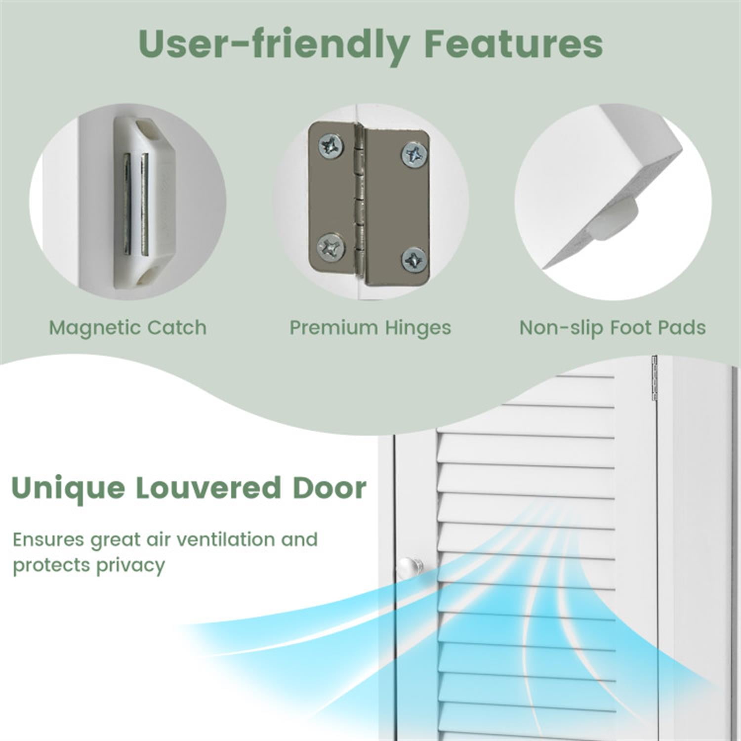 Demi Bonn Wood Bathroom Storage Cabinet, Bathroom Floor Cabinet with Drawer and Shutter Door for Bathroom, Living Room, Bedroom, Kitchen, White