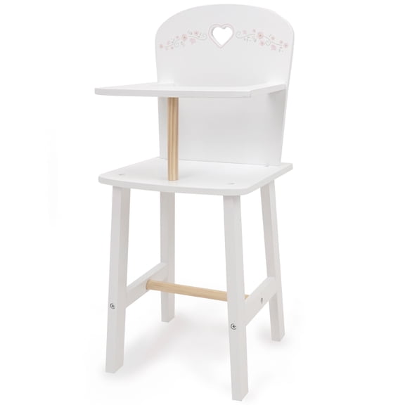 509 Crew: Little Flora - Wooden Doll Highchair - Flower-White-Pink, Feeding Station, Doll & Stuffed Animals Accessory, Pretend Play Toy, Kid 3 