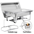 thumbnail image 5 of SuperDeal Set of 2 Chafing Dish 8 Quart Rectangle Tray Alcohol Warmer Buffet Catering Silver, 5 of 12
