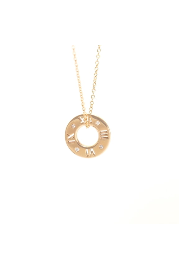 Pre-Owned Tiffany & Co. Atlas Pierced Diamond K18 750 Necklace Gold