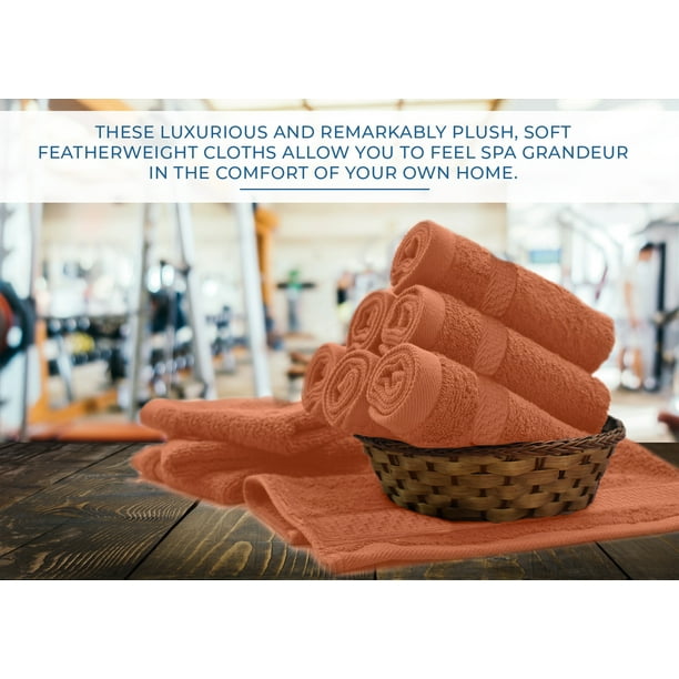 DAN RIVER 100 Cotton Face Towels Pack of 12 Orange Rust 12x12 In 600 GSM Ultra Soft Quick Dry Highly Absorbent Wash Cloths for Daily Use High Quality Face