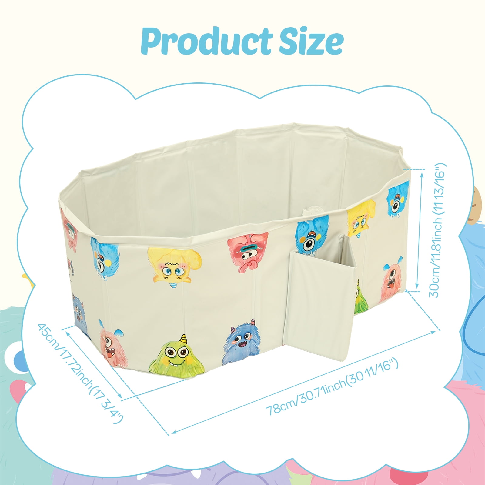 Austok Foldable Bathtub for Kids Multifunctional Portable Bath Tub Large Toddler Bath Tub for Ages Under 8 Integrated Design with Drainage Hole