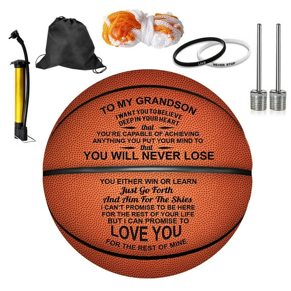KW Personalized Letter Basketball For Grandson, Basketball Indoor/Outdoor Game Ball, Birthday Christmas Gift For Grandson From Grandparent