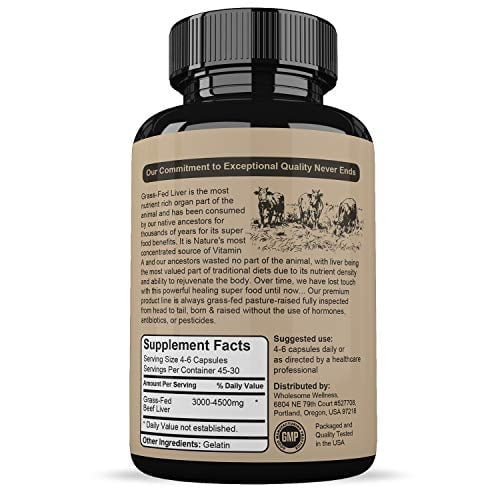 Beef Liver Capsules (180 Pills, 750mg Each)